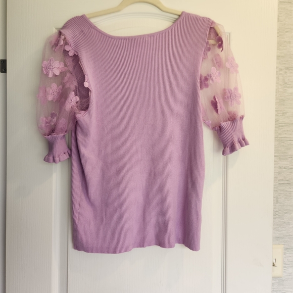 Cato Lilac Mesh Floral Sleeve Blouse Size XL BNWT - Picture 5 of 6